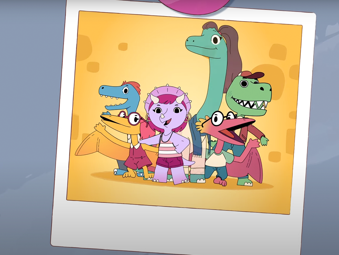 Group of cute cartoon dinosaurs 