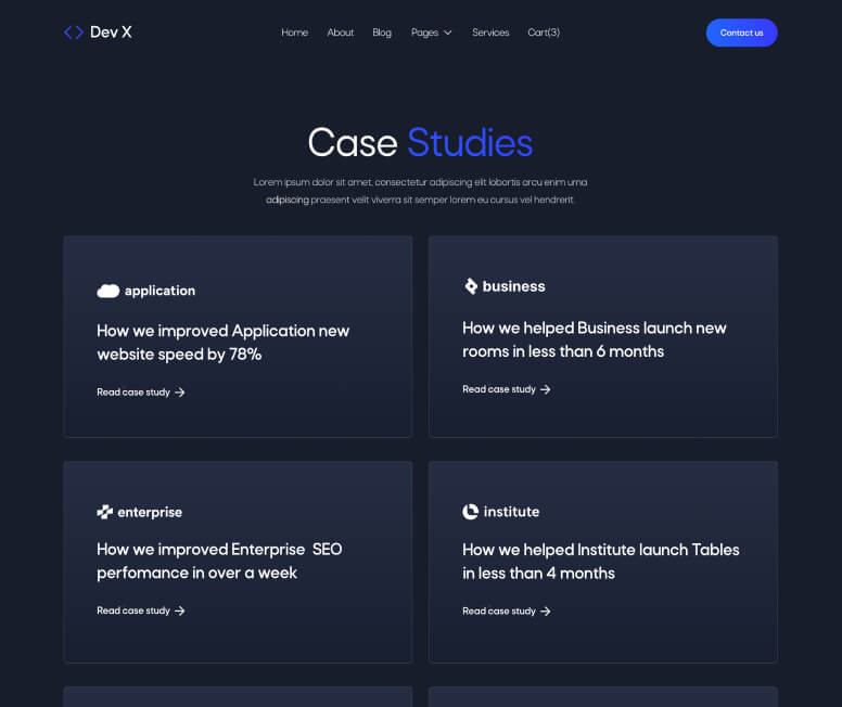 Dev X - Case Study page - Development & IT Agency Webflow Template