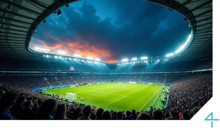 Sports stadium at night under floodlights