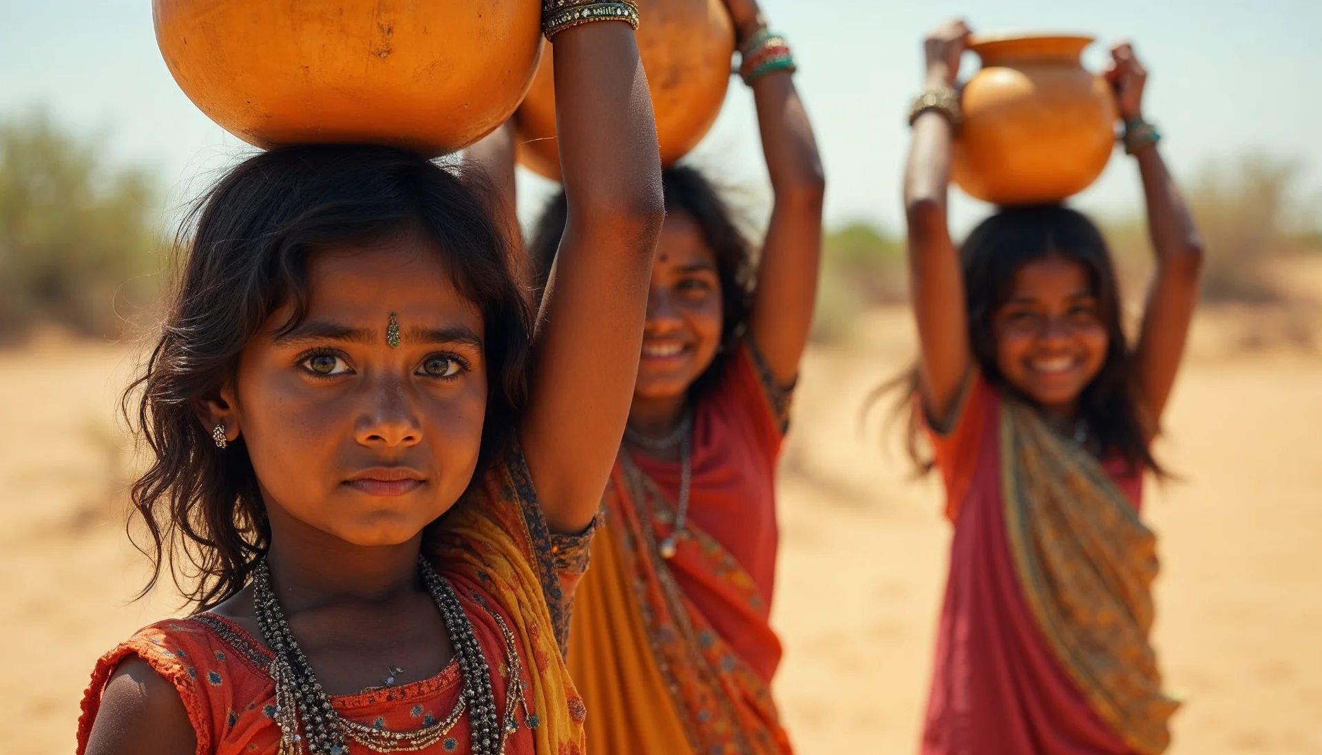 Girls carting water.