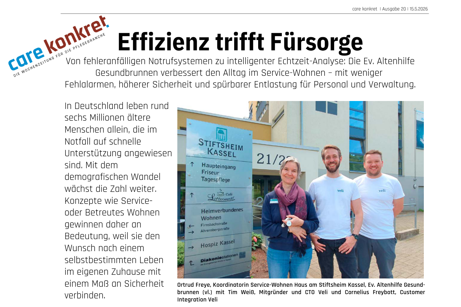 Effizienz trifft Fürsorge - Die Wochenzeitung für die Pflegebranche berichtet