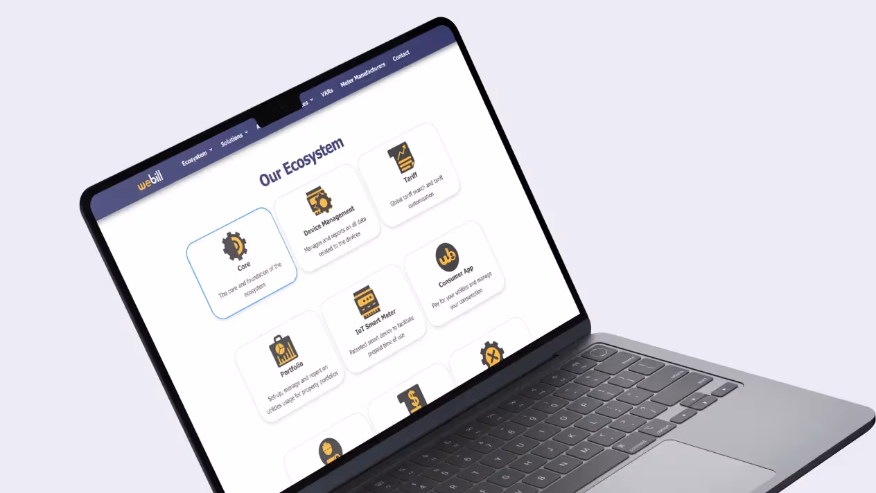WeBill utility management system dashboard for South African utility providers