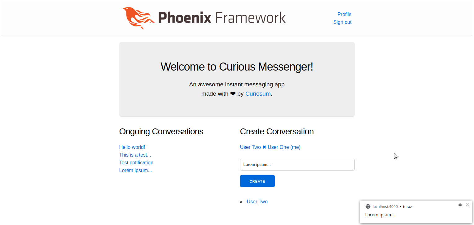Phoenix LiveView Messenger App - JavaScript Push Notifications On Conversation Creation Phoenix LiveView Messenger App - JavaScript Push Notifications On Conversation Creation