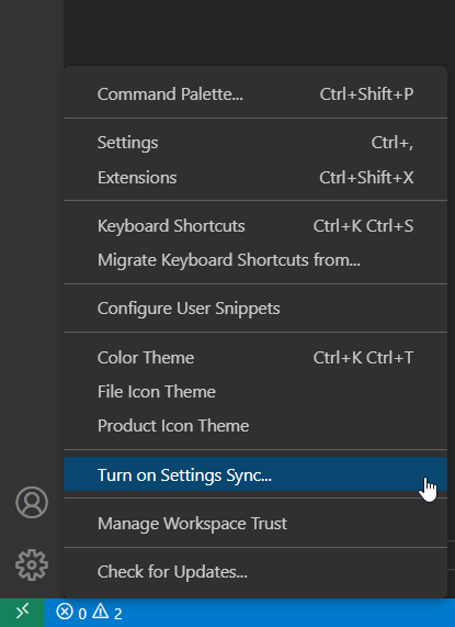 Turn on Settings Sync