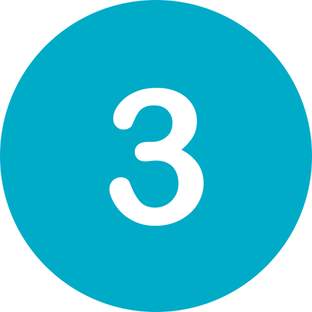 Black number 3 centered on a blue circular background.