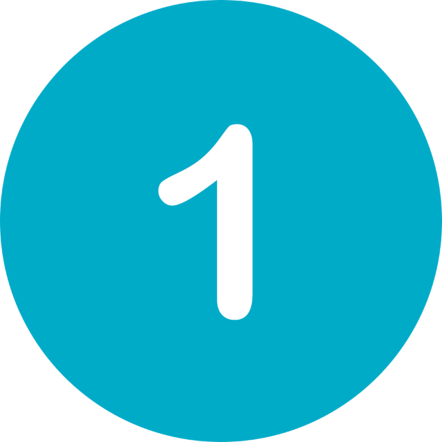 Black number 1 inside a solid blue circle.