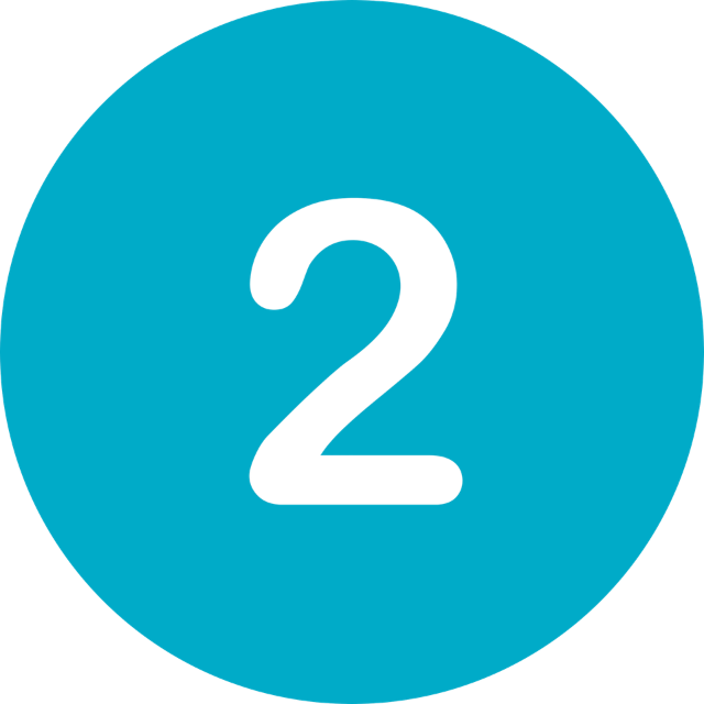 Black number 2 inside a solid blue circle.