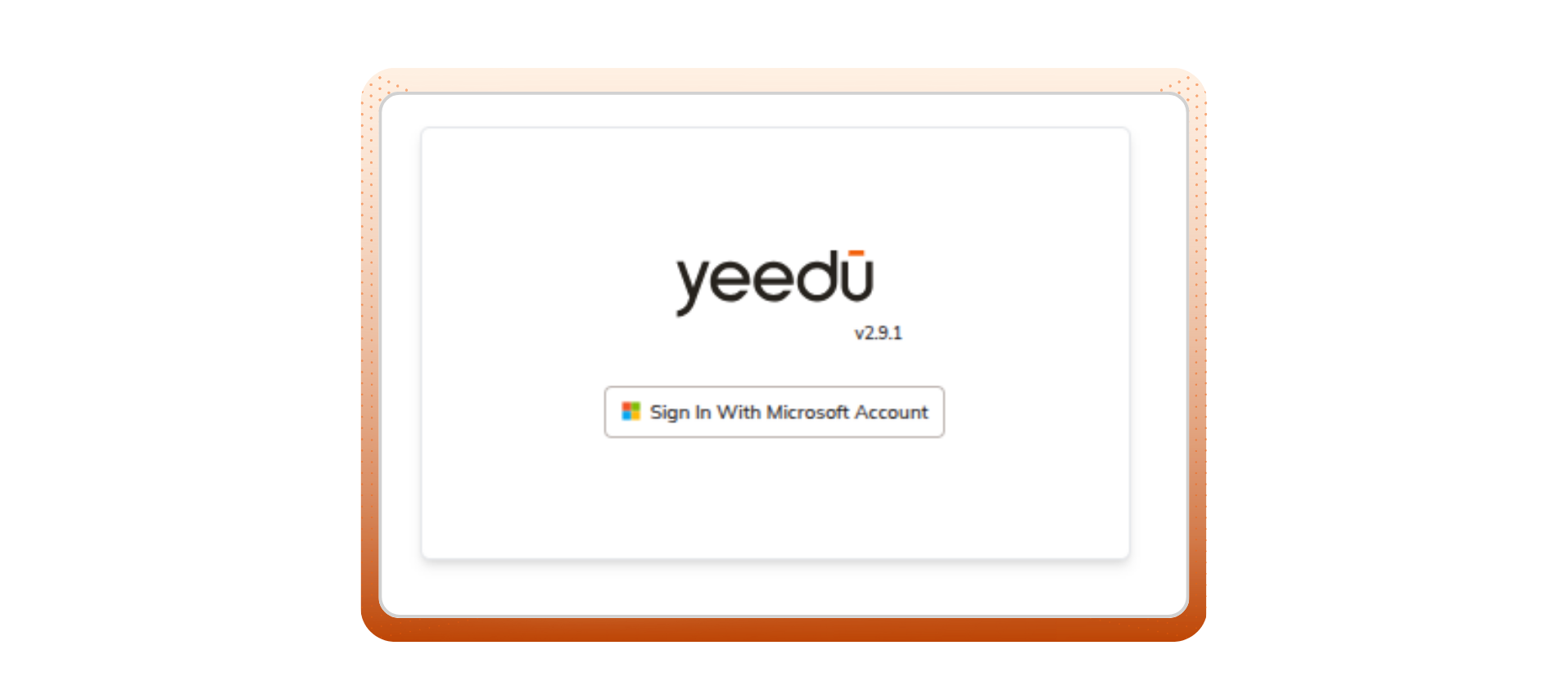 Single Sign-On screen with Microsoft account option 