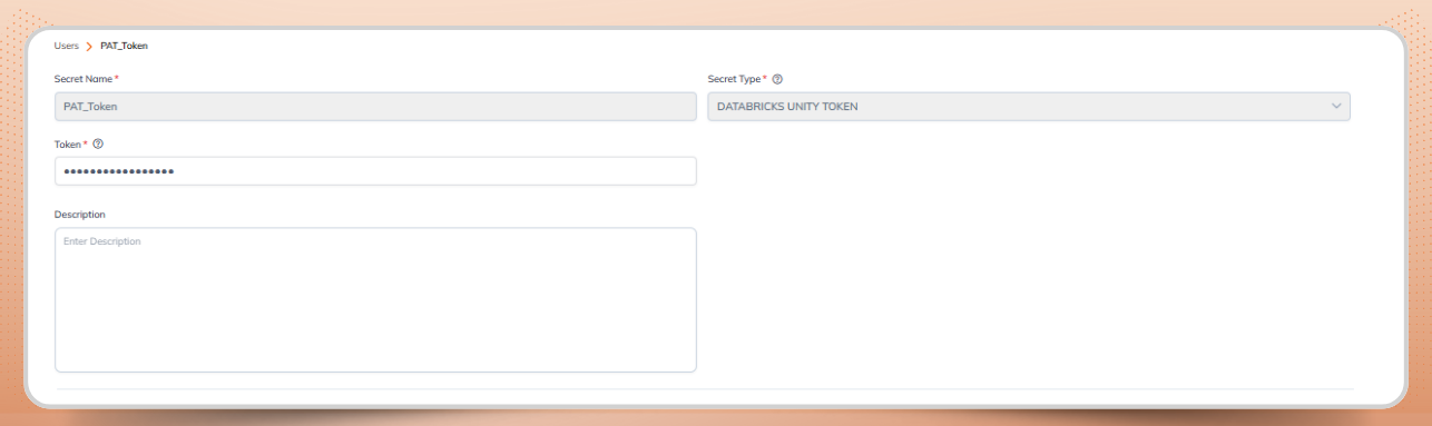 Linking Personal Access Token in Unity Metastore Secrets.