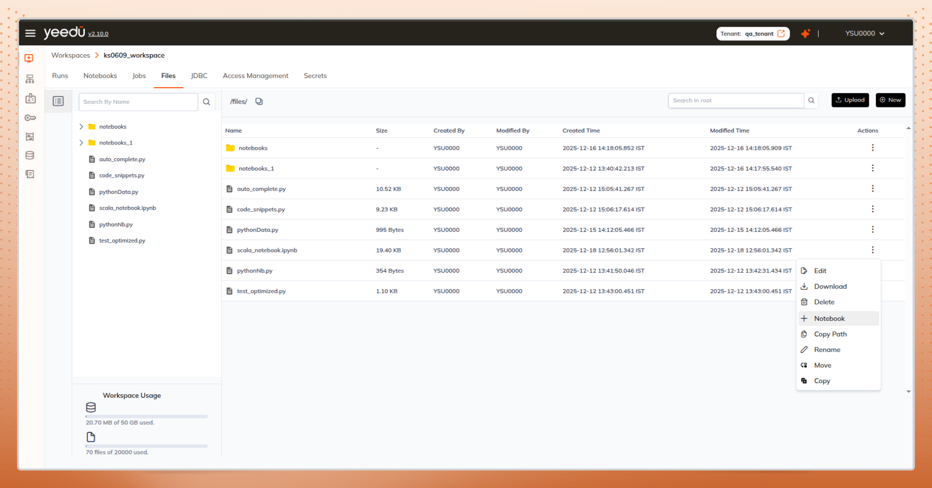 Create notebook from dashboard or files