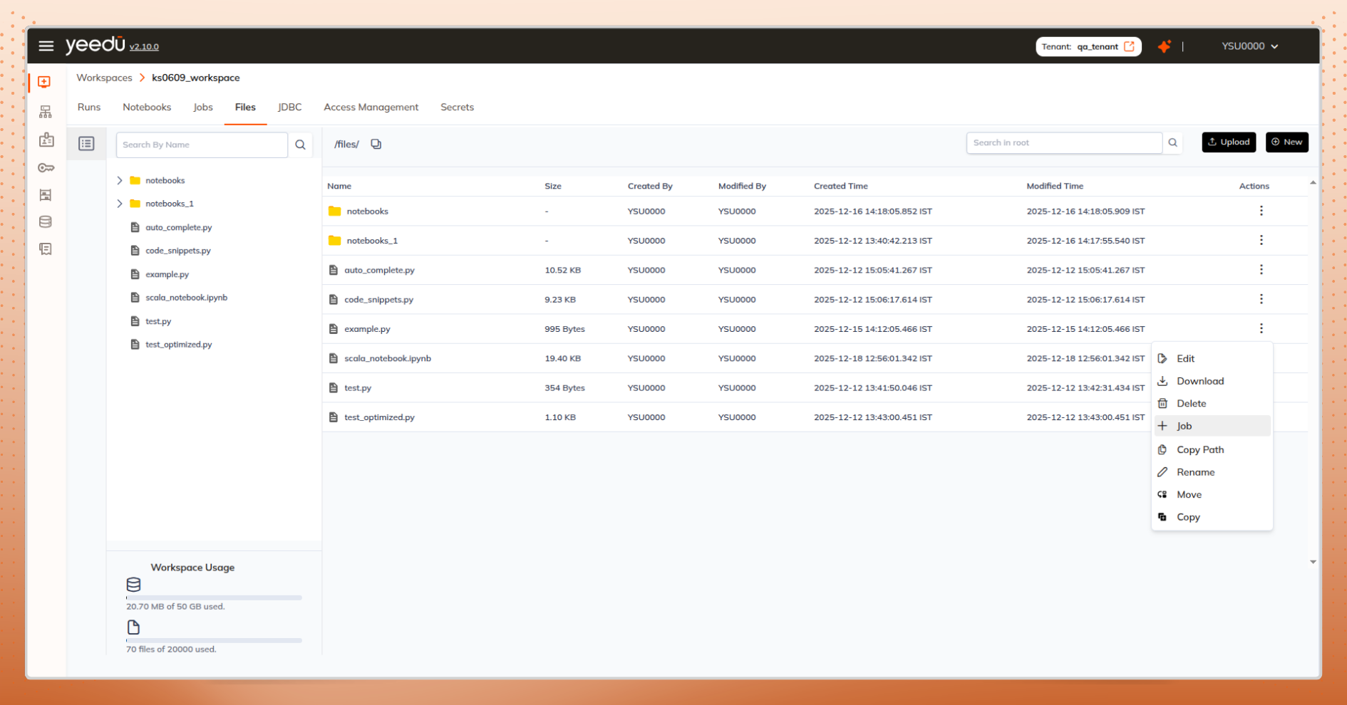 Create job directly from files