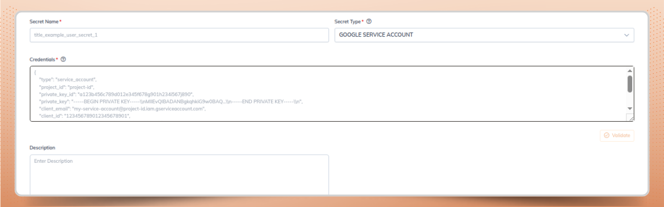 Account secret setup in Yeedu