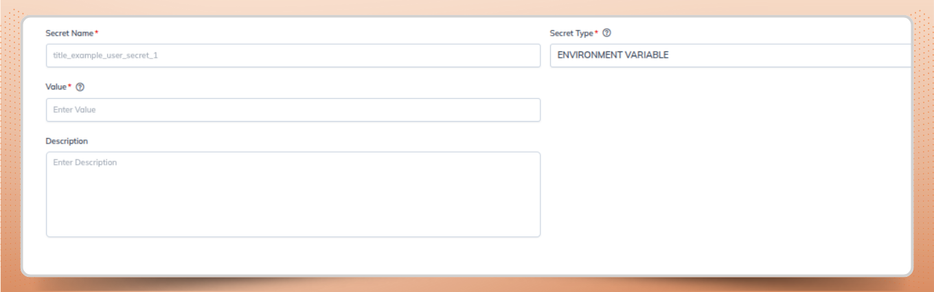 Variable secret setup in Yeedu