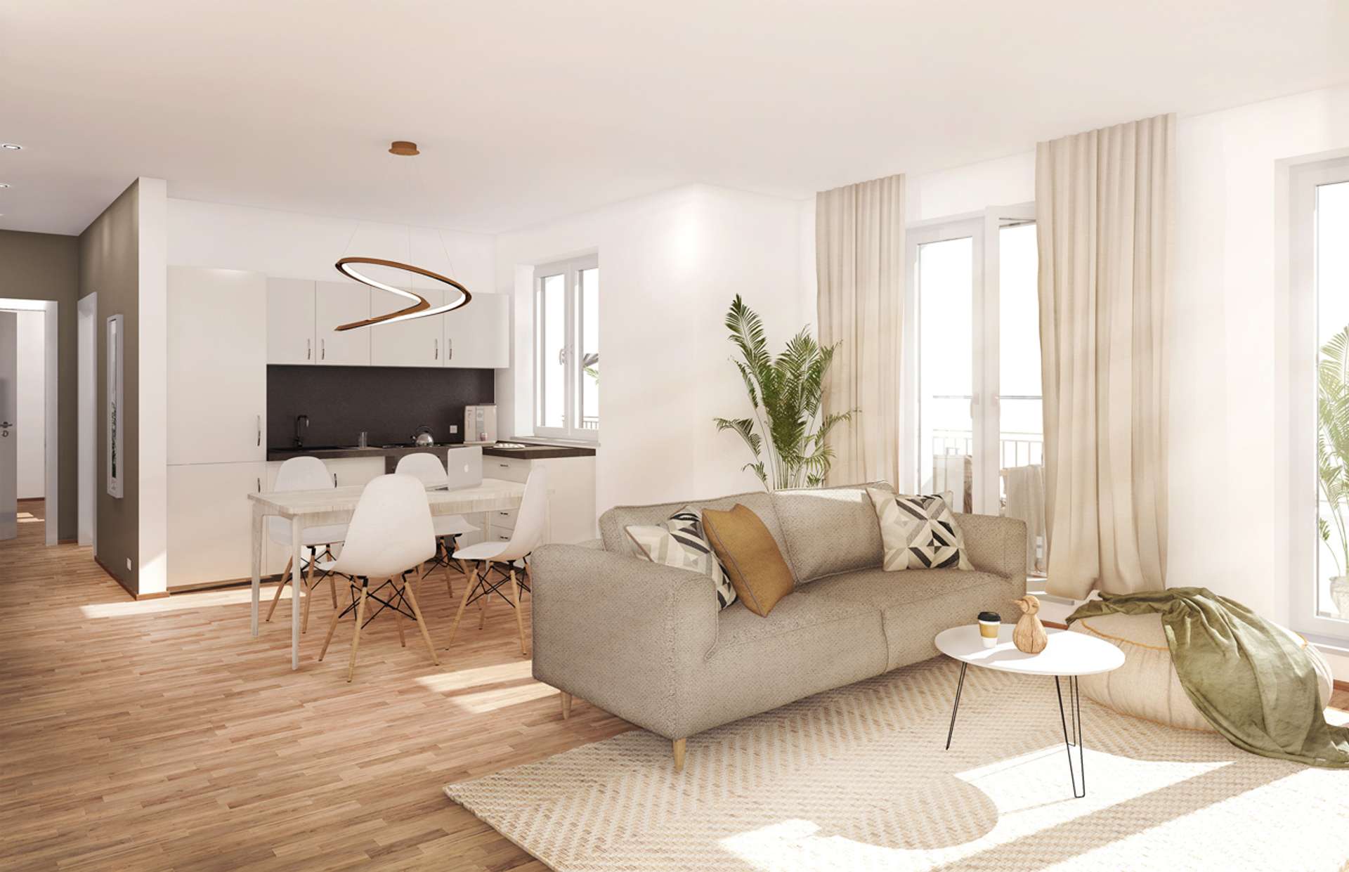 Haus mit Fahrstuhl Visualisierung Wohnbereich
