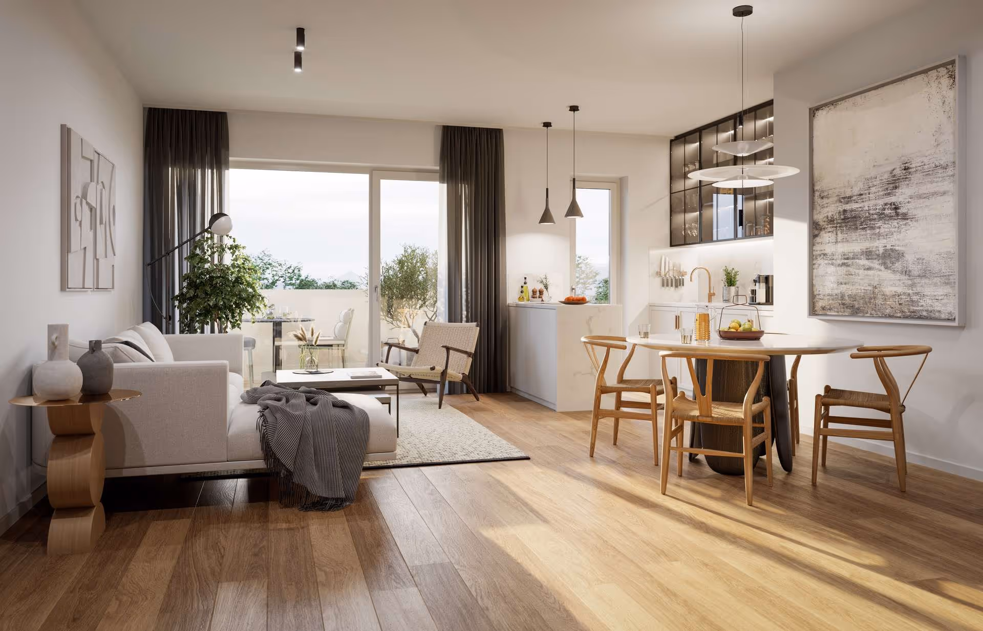 objektbild Visualisierung Wohen, Essen, Kochen