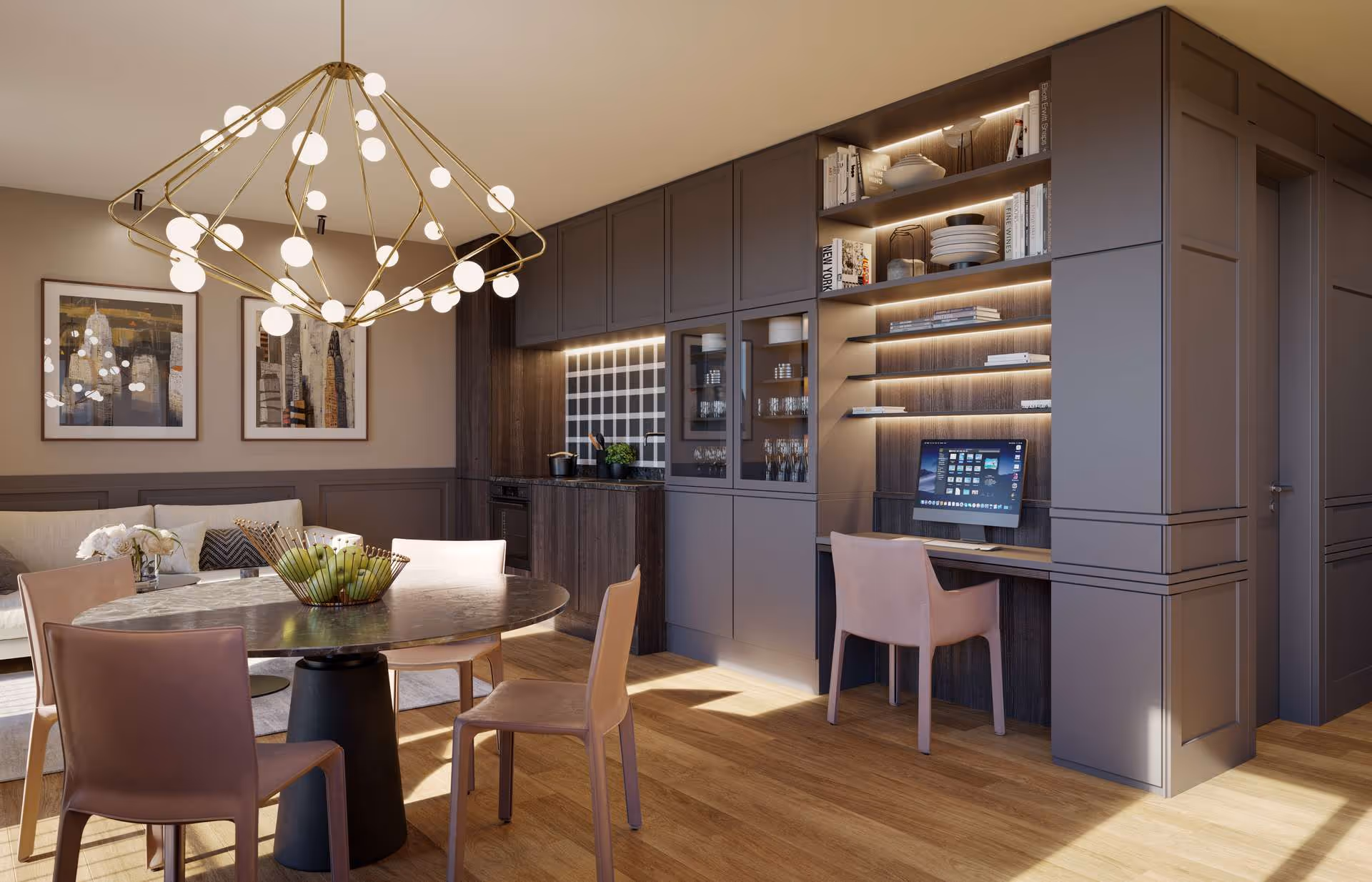 Visualisierung Wohnen, Essen, Kochen, Arbeiten