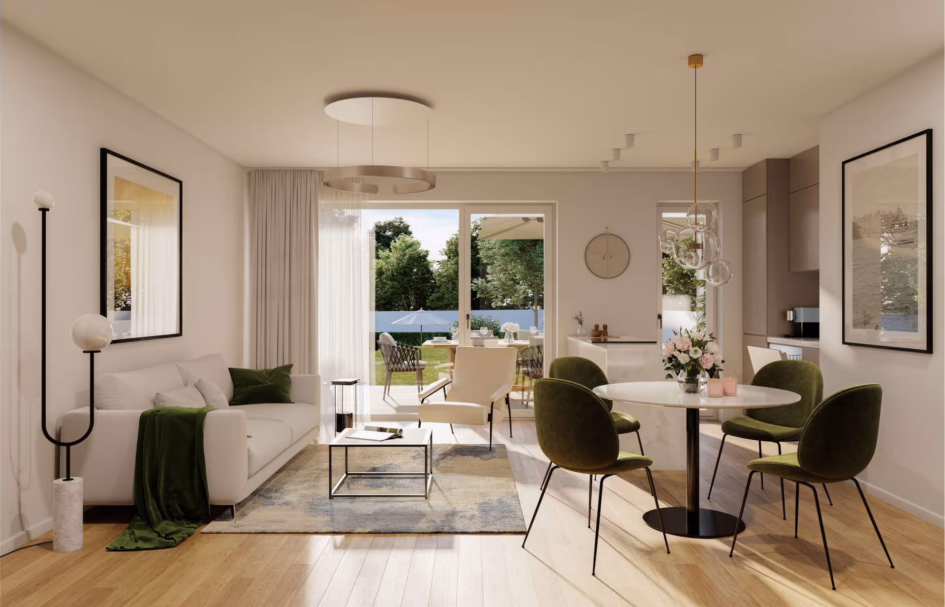 Visualisierung 2 Wohnen, Essen, Kochen Tageslicht