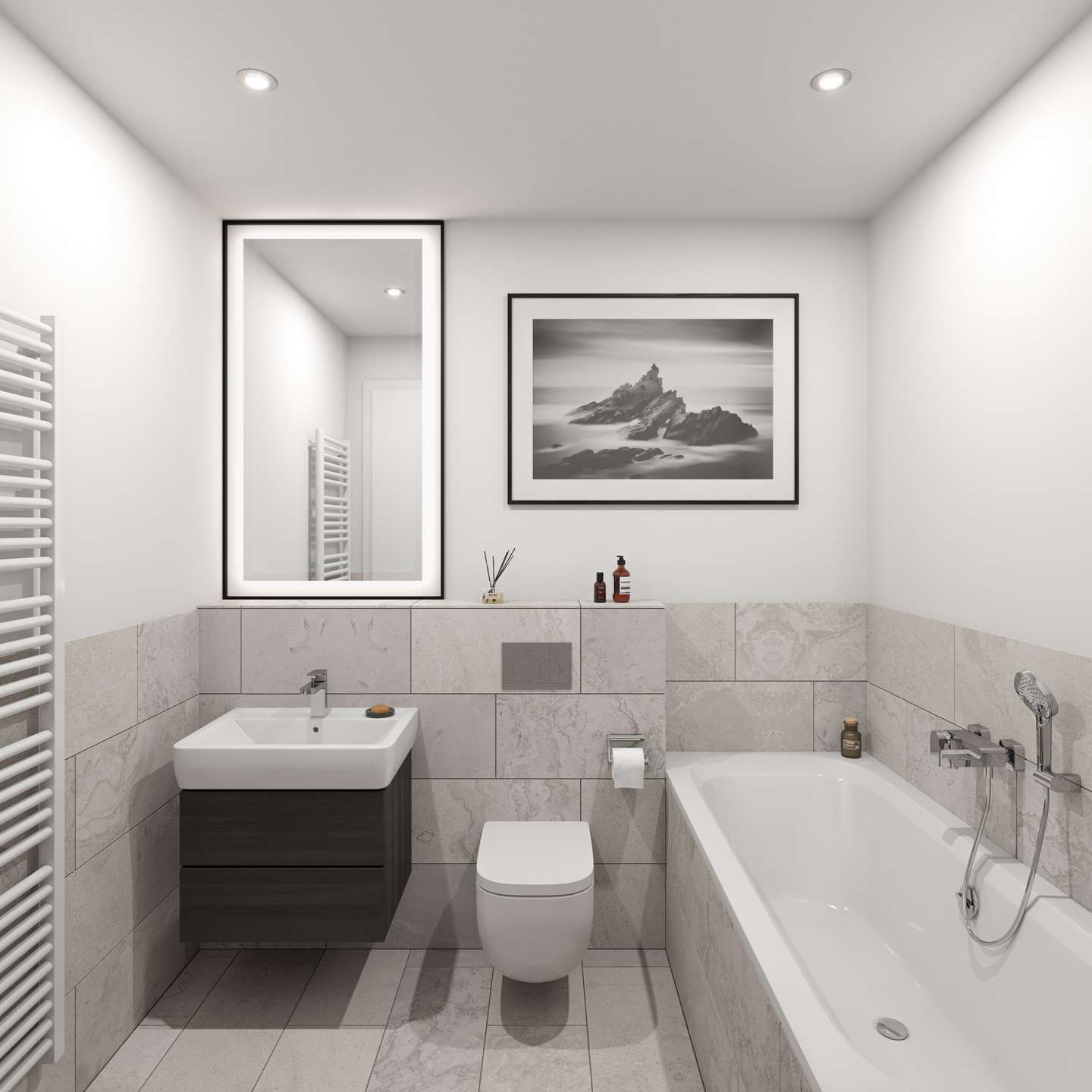 Haus mit Fahrstuhl Visualisierung Bad