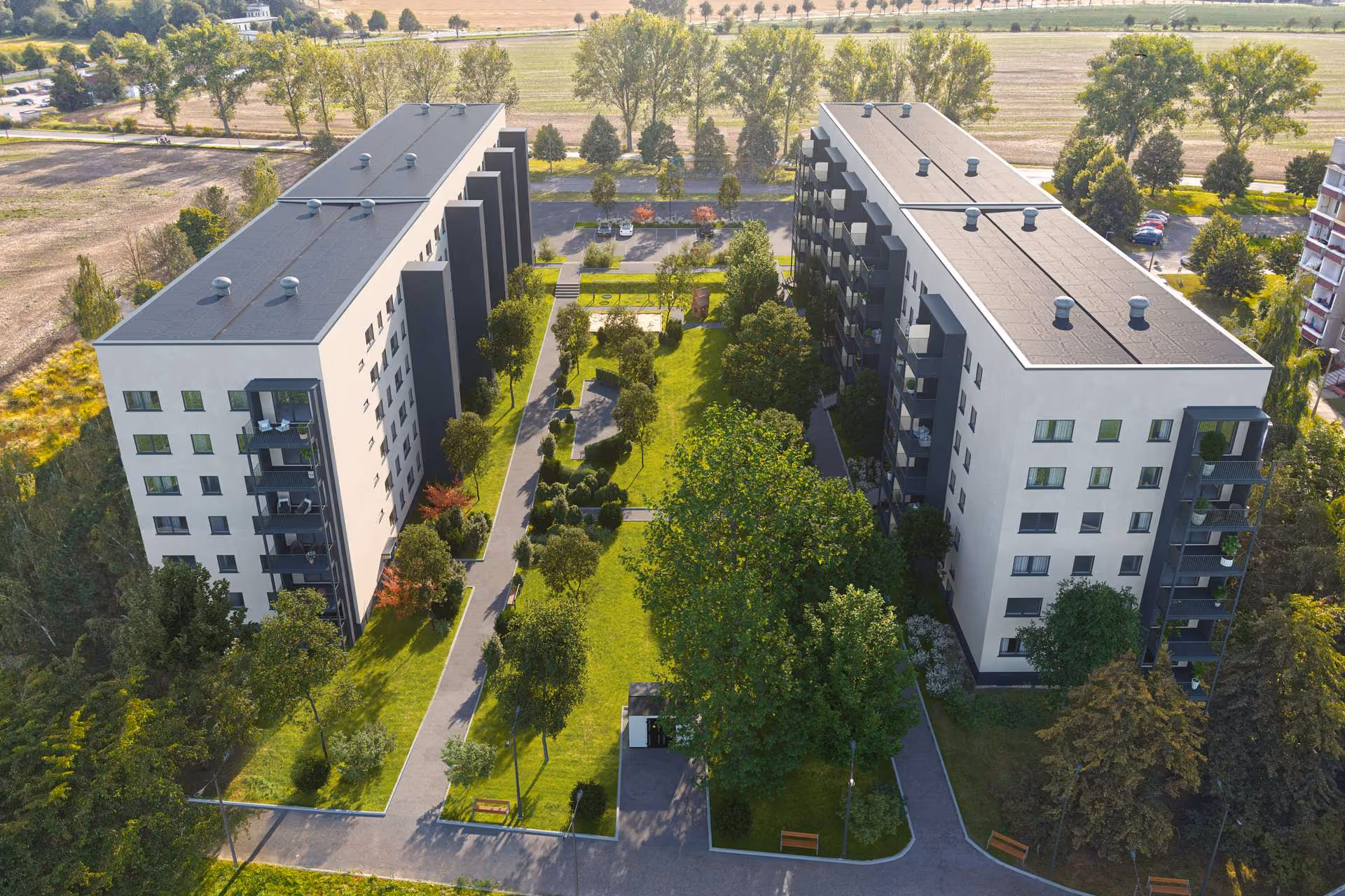 Haus mit Fahrstuhl Außenansicht