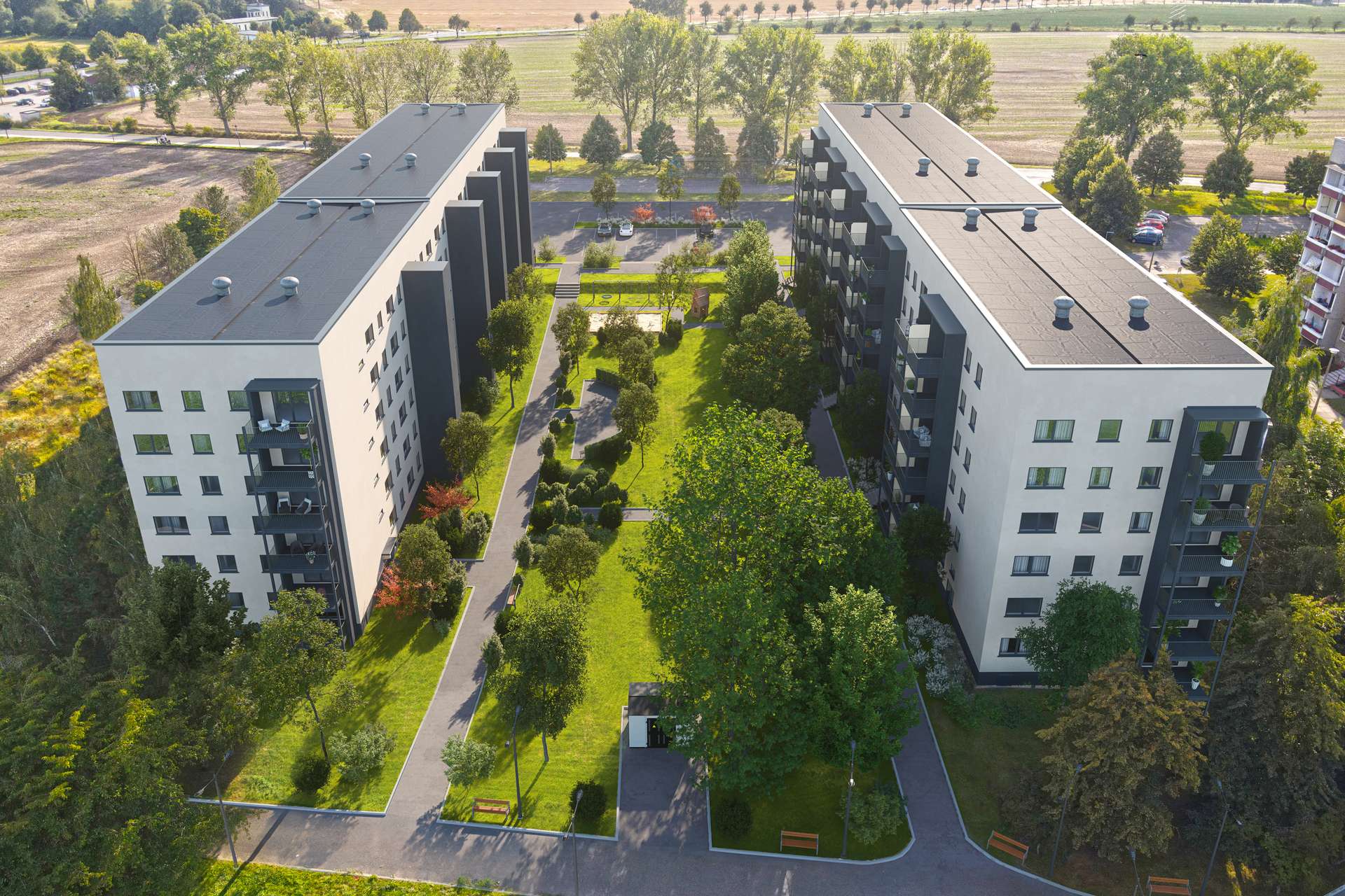 Haus mit Fahrstuhl Außenansicht