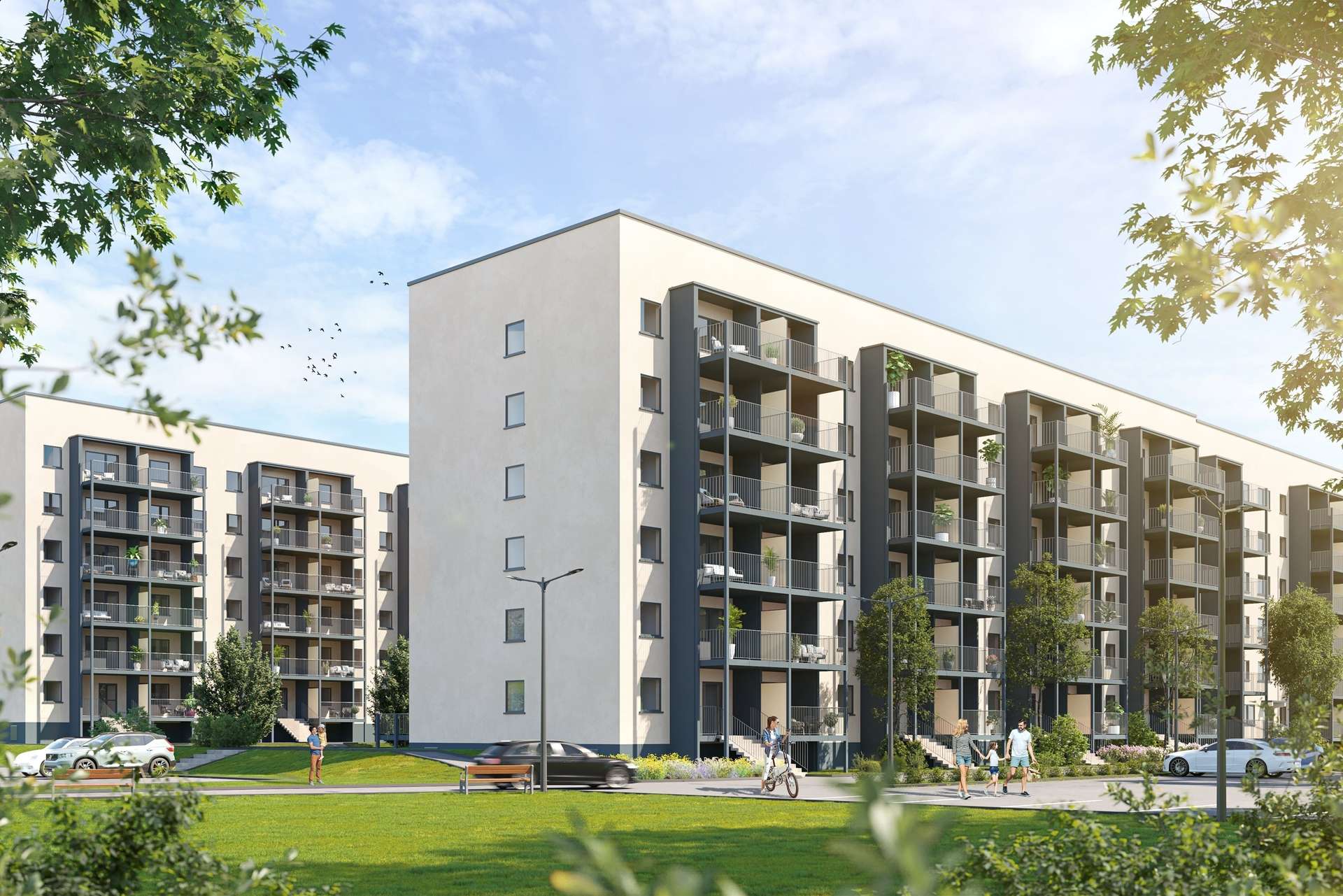 Haus mit Fahrstuhl Visualisierung Gebäudeansicht