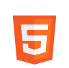 HTML5 logo featuring a shield with the number 5 and text HTML above it.