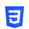 CSS3 logo with a blue shield and white stylized number 3.
