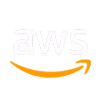 Amazon Web Services logo with white lowercase letters and a yellow smile arrow.
