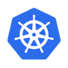 Icon of a white ship wheel centered on a blue octagonal background.