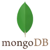 MongoDB logo featuring a green leaf above brown text reading 'mongoDB'.