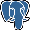 Blue stylized elephant head icon with white curved lines and tusks.