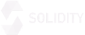 Solidity logo with stylized 'S' and the word Solidity next to it on a black background.