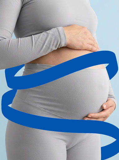 Illustration of pregnancy and DNA strands used to explain NIPT in Newcastle and early genetic screening.