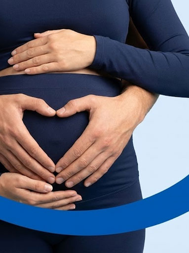 Illustration of pregnancy and DNA strands used to explain NIPT in Cambridge and early genetic screening.