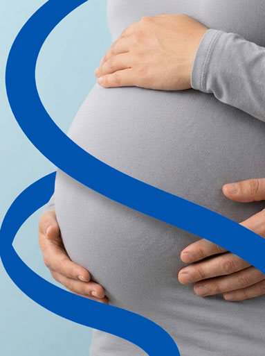 Illustration of pregnancy and DNA strands used to explain NIPT in Bristol and early genetic screening.