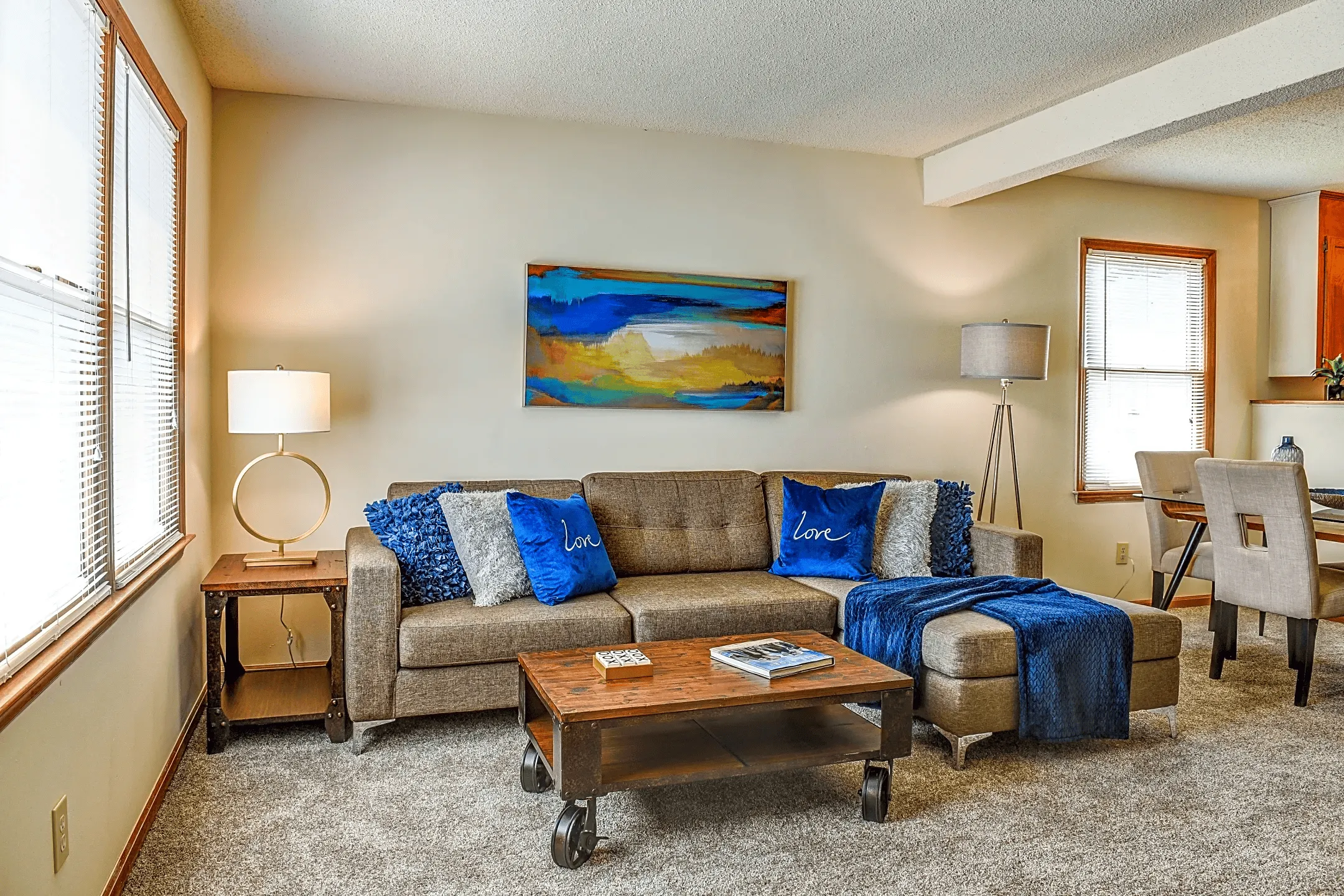 classing living room blue couch