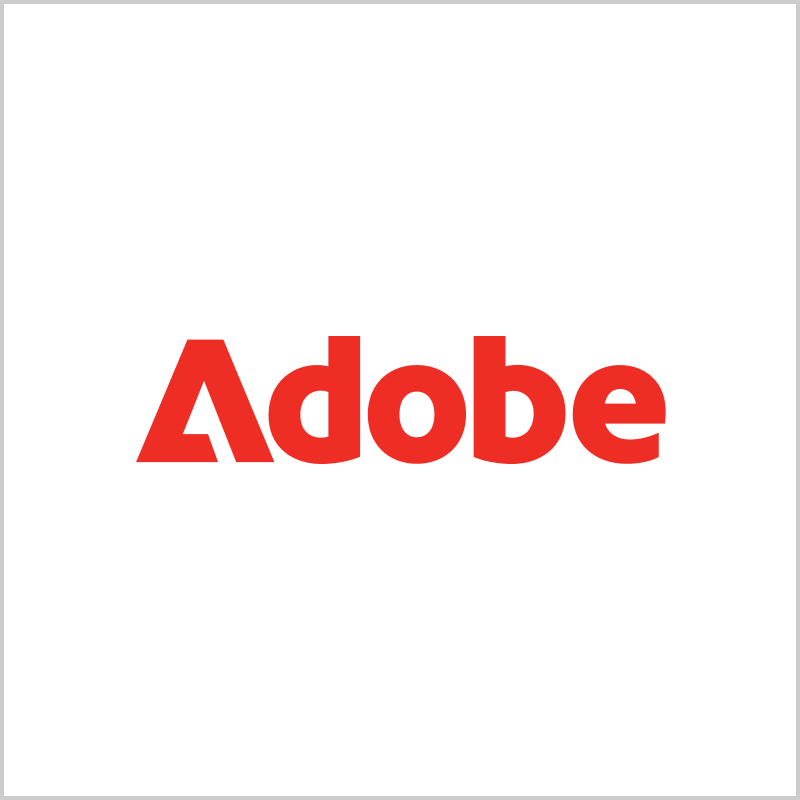Adobe logo in red text on a white background.