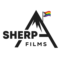 Sherpa Films logo featuring a stylized mountain with a rainbow pride flag on the peak.