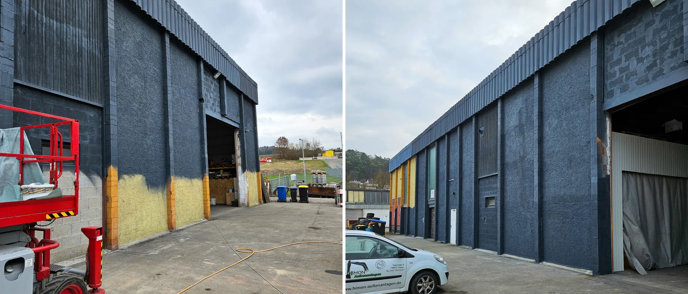 Malerbetrieb Burkert Malerarbeiten Fassade Fassadenarbeiten Wärmedämmung Halle