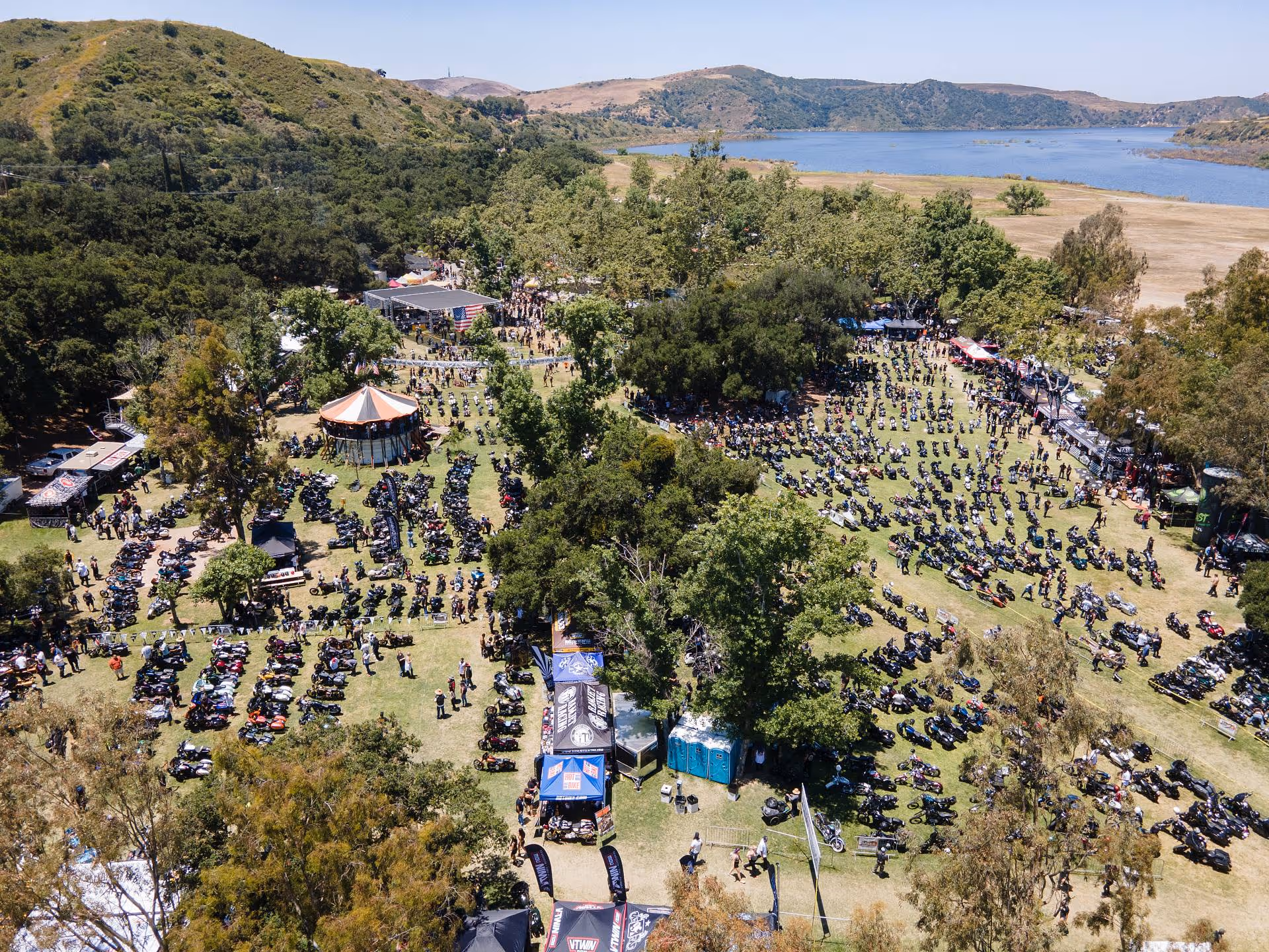 An overhead drone photograph of the Born-Free Show