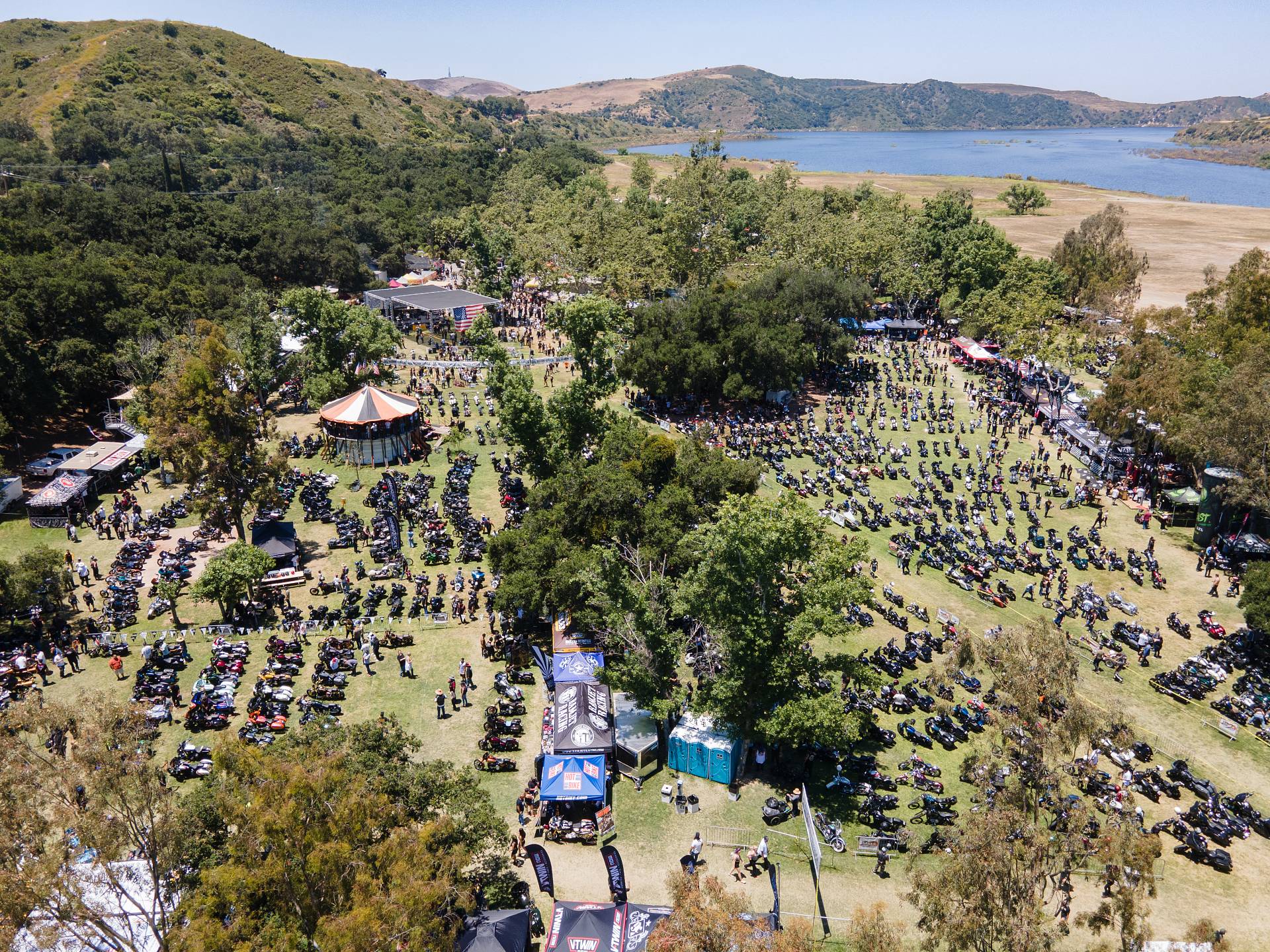 An overhead drone photograph of the Born-Free Show