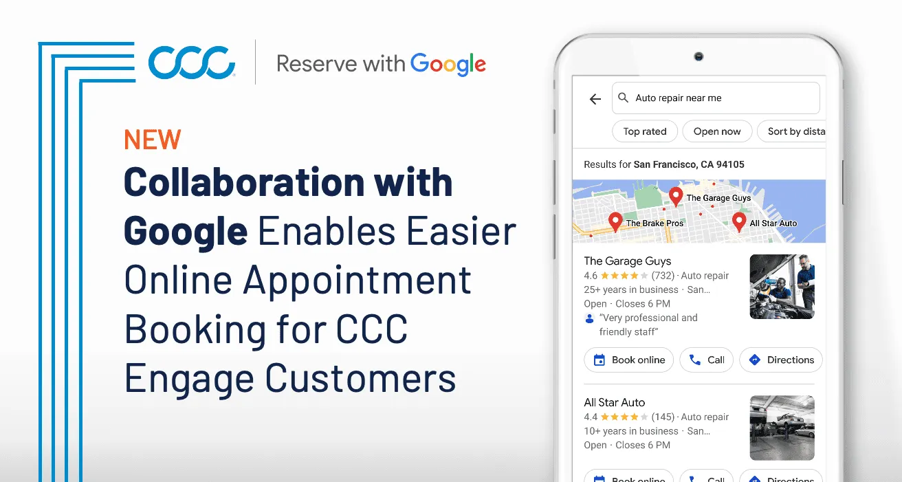 CCC and Google Collaborate to Make It Easier for Consumers to Schedule Online Appointments with Collision Repairers