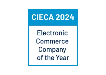 Blue and white badge reading 'CIECA 2024 Electronic Commerce Company of the Year'.