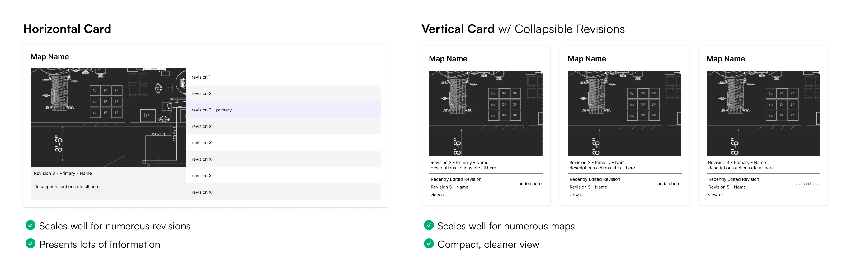 Image showing low fidelity prototypes of two design options.