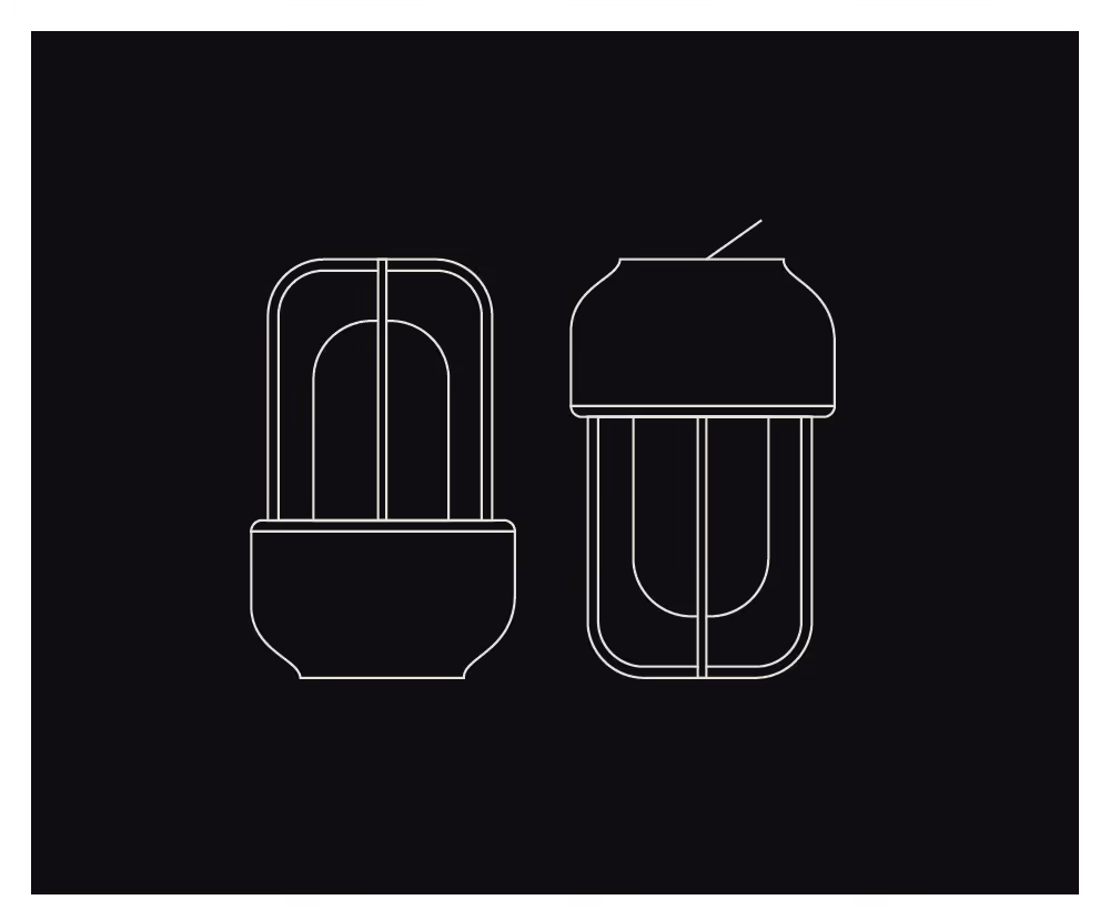 Decorative cage lamps create ambient lighting in a Reset Hotel room, Twentynine Palms