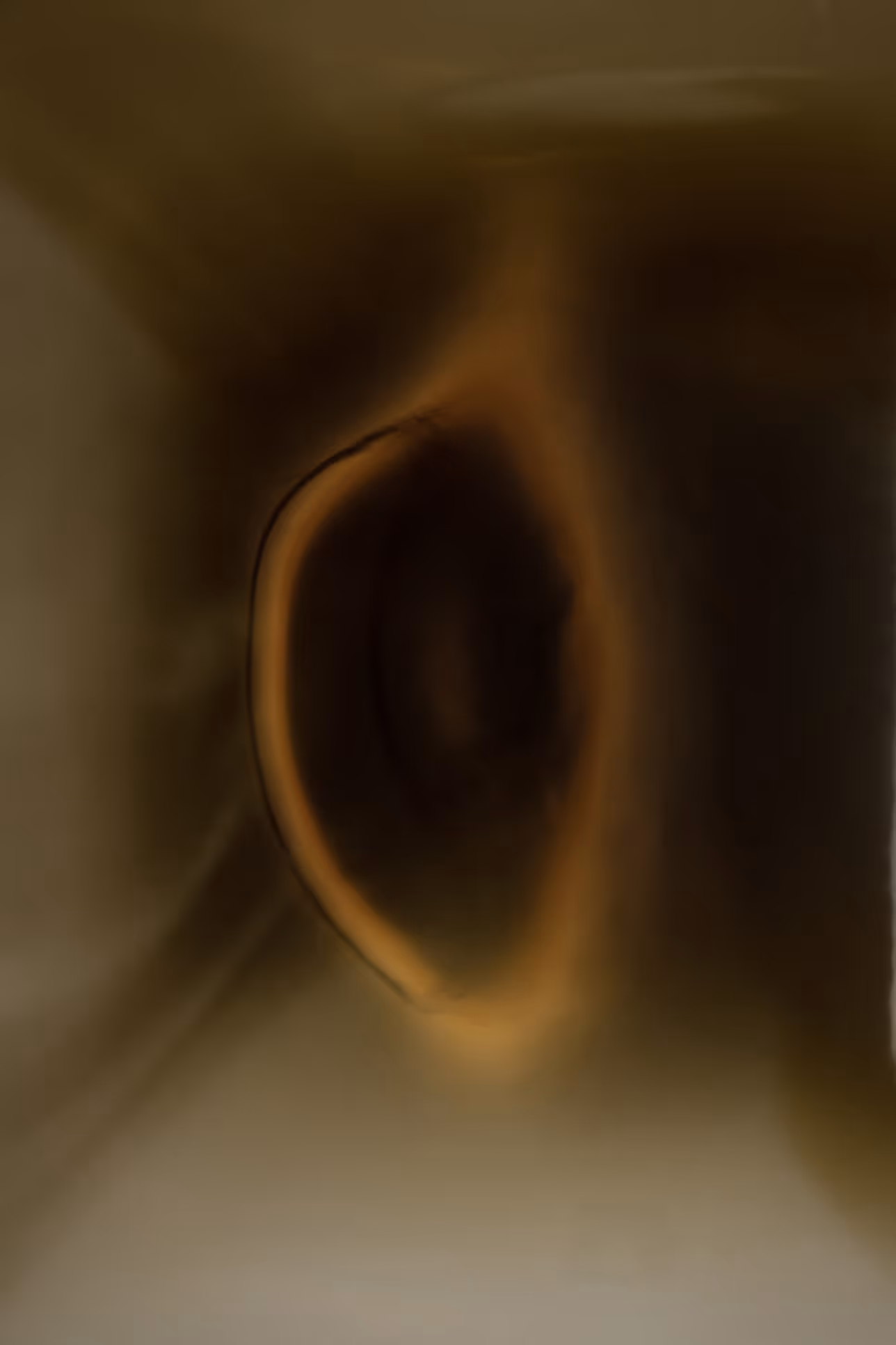 Glowing golden ring over dark void with warm abstract tones at Reset Hotel, Twentynine Palms