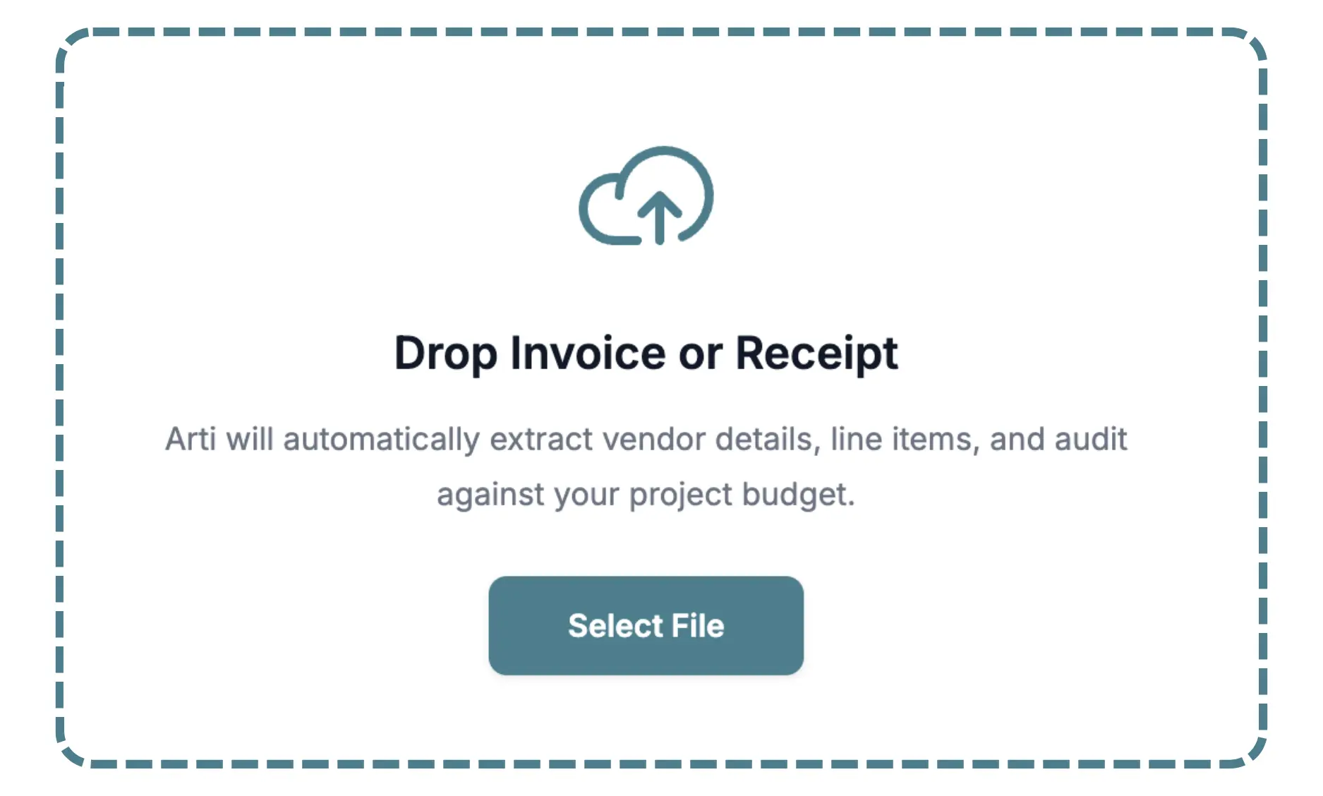 an upload screen for an invoice