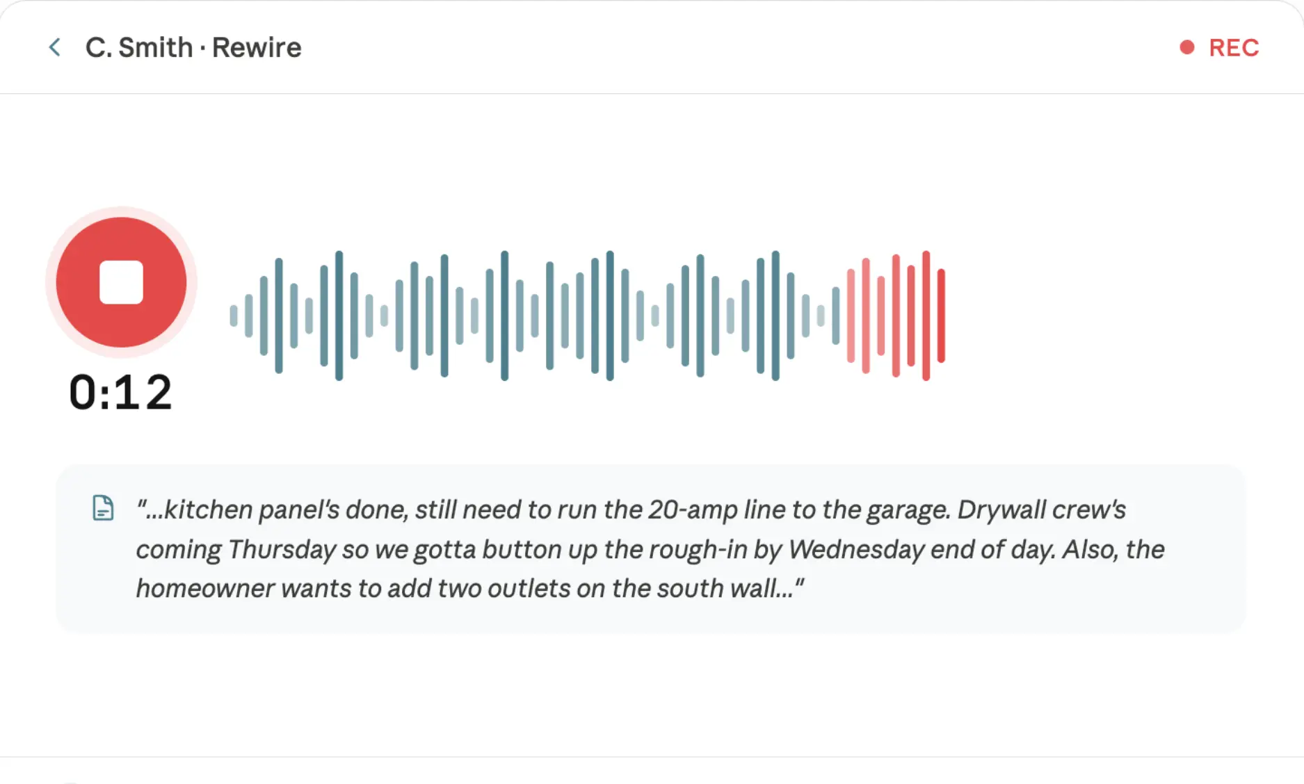 One tap to record a voice note in web or mobile