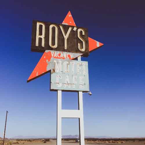 Roys Motel in Joshua Tree Inspiration for Vacancy Brewing logo in South Austin
