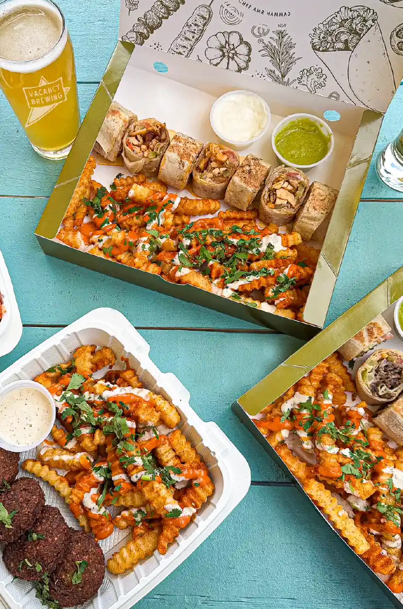 Mediterranean food at Vacancy Brewing in South Austin